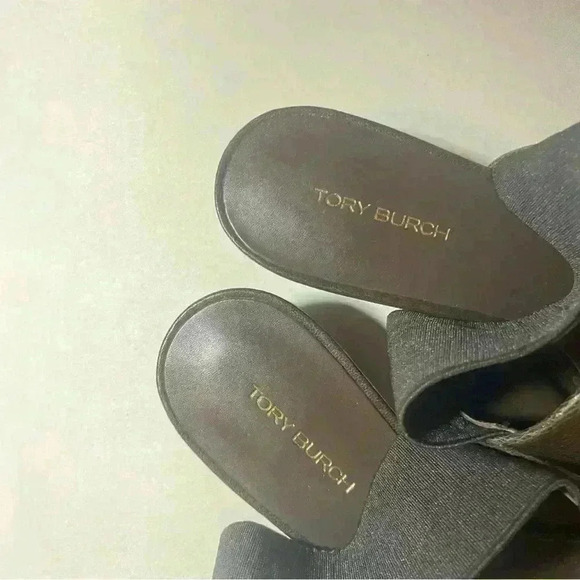 Tory Burch Mellow Leather Slingback Pumps 6 Square Toe Mules Block Heel Slouchy - Picture 7 of 9